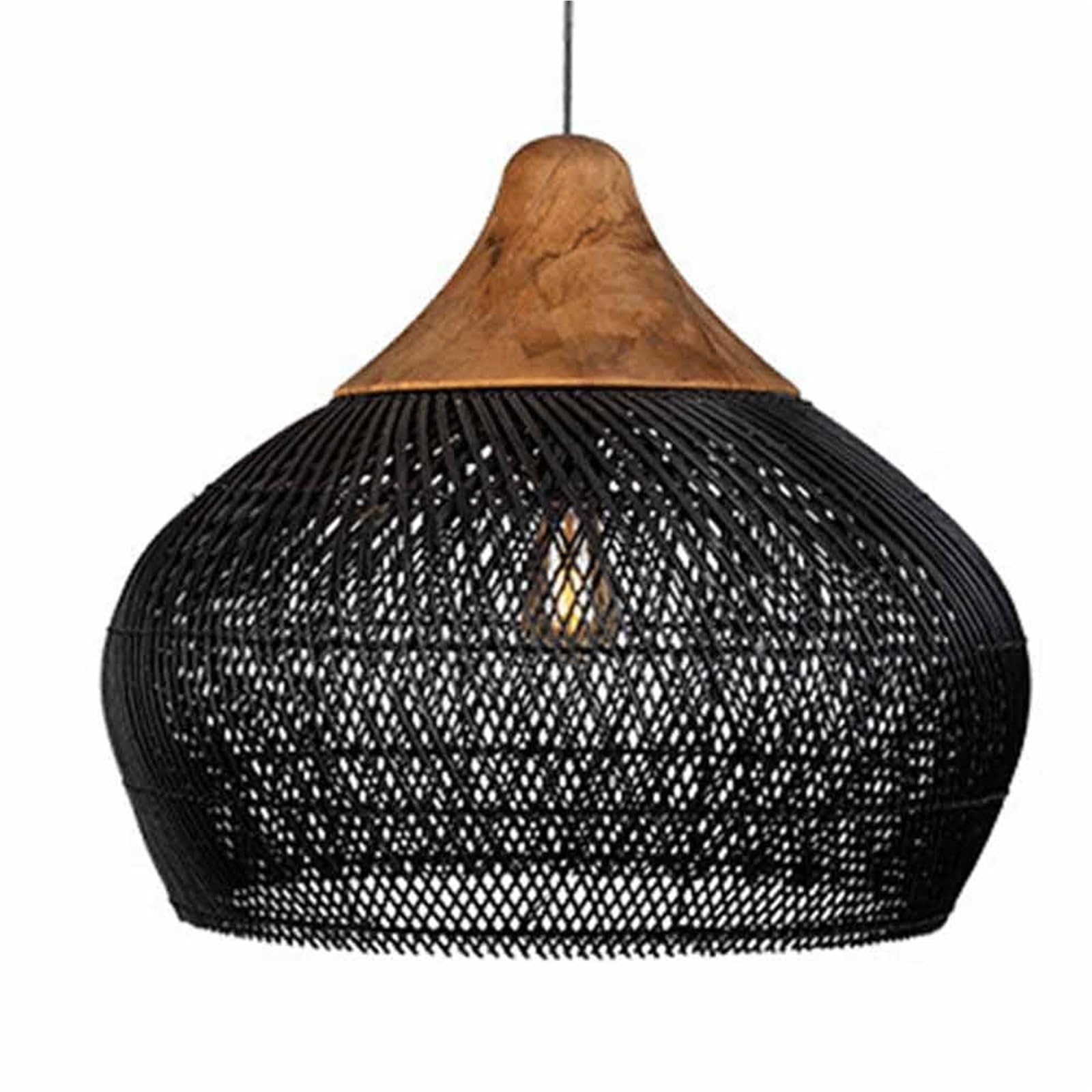 KHUKHU Rattan Pendant Light Fixtures, E26 Screw Wabi-sabi Retro Chandelier, Living Room and Dining Room Decorative Light, Tea Room and Study Ceiling Hanging Lamp, for Farmhouse Living Room(Dark)