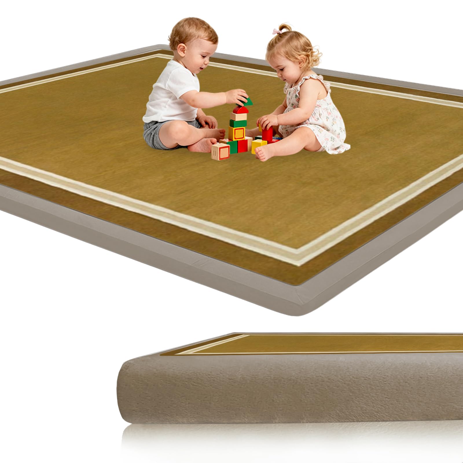 2 cm EXTRA DICK Spielmatte Baby, Krabbelmatte Baby, Hochwertige Babymatte aus Memory Schaum - Kinder Spielteppich, Teppich Kinderzimmer, Babygeschenk Braun 200 x 300cm