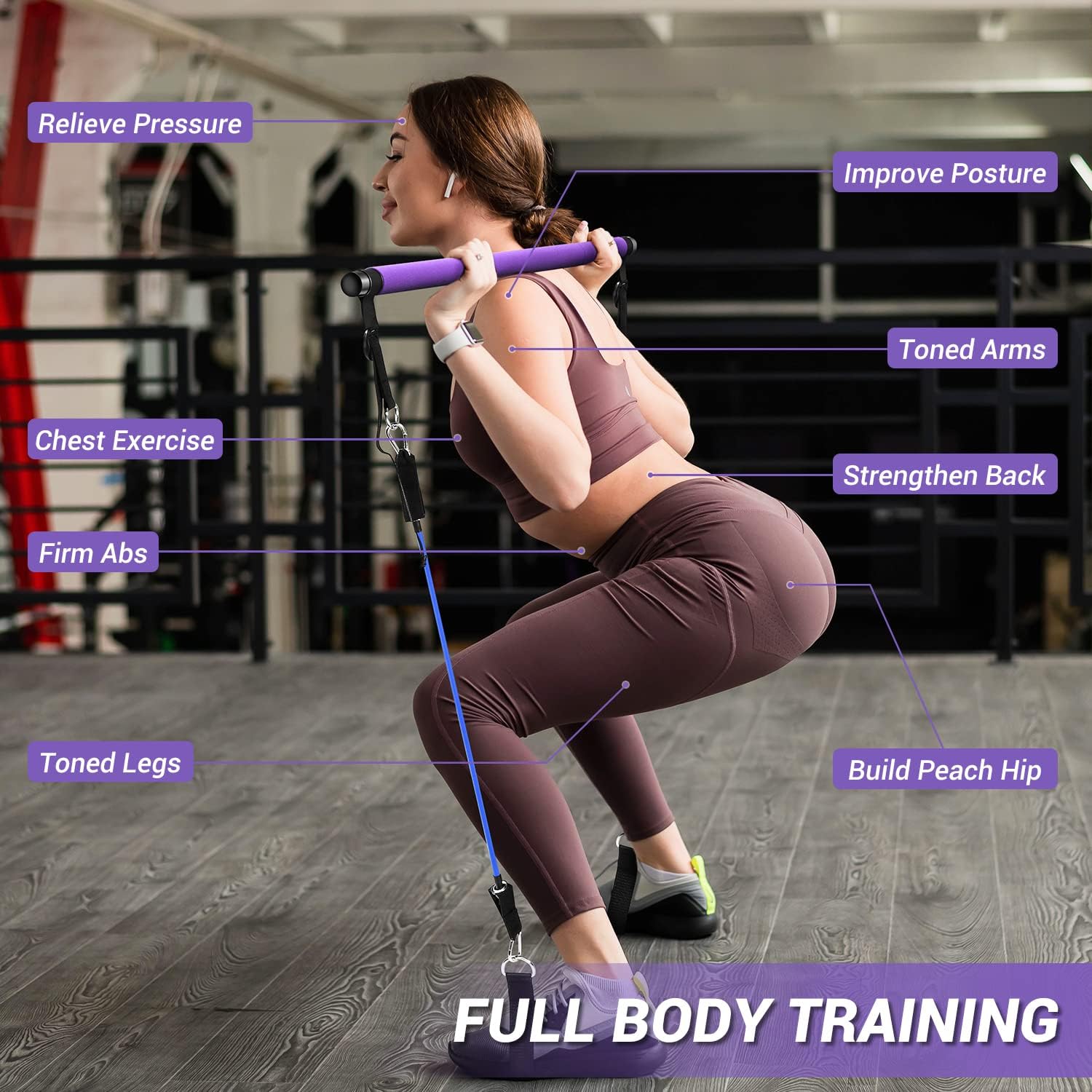 Sportneer Pilates Bar Kit with 6 Resistance Bands Set for Full Body, Workout Equipment for Men&Women : Sports & Outdoors