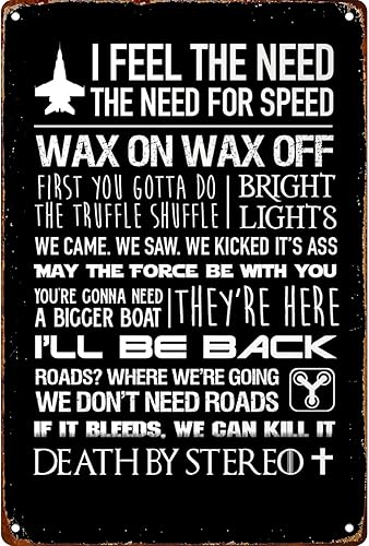 Citas de película de película de los años 80 carteles divertidos retro de metal decoración de pared 8 x 12 pulgadas arte de pared para el hogar