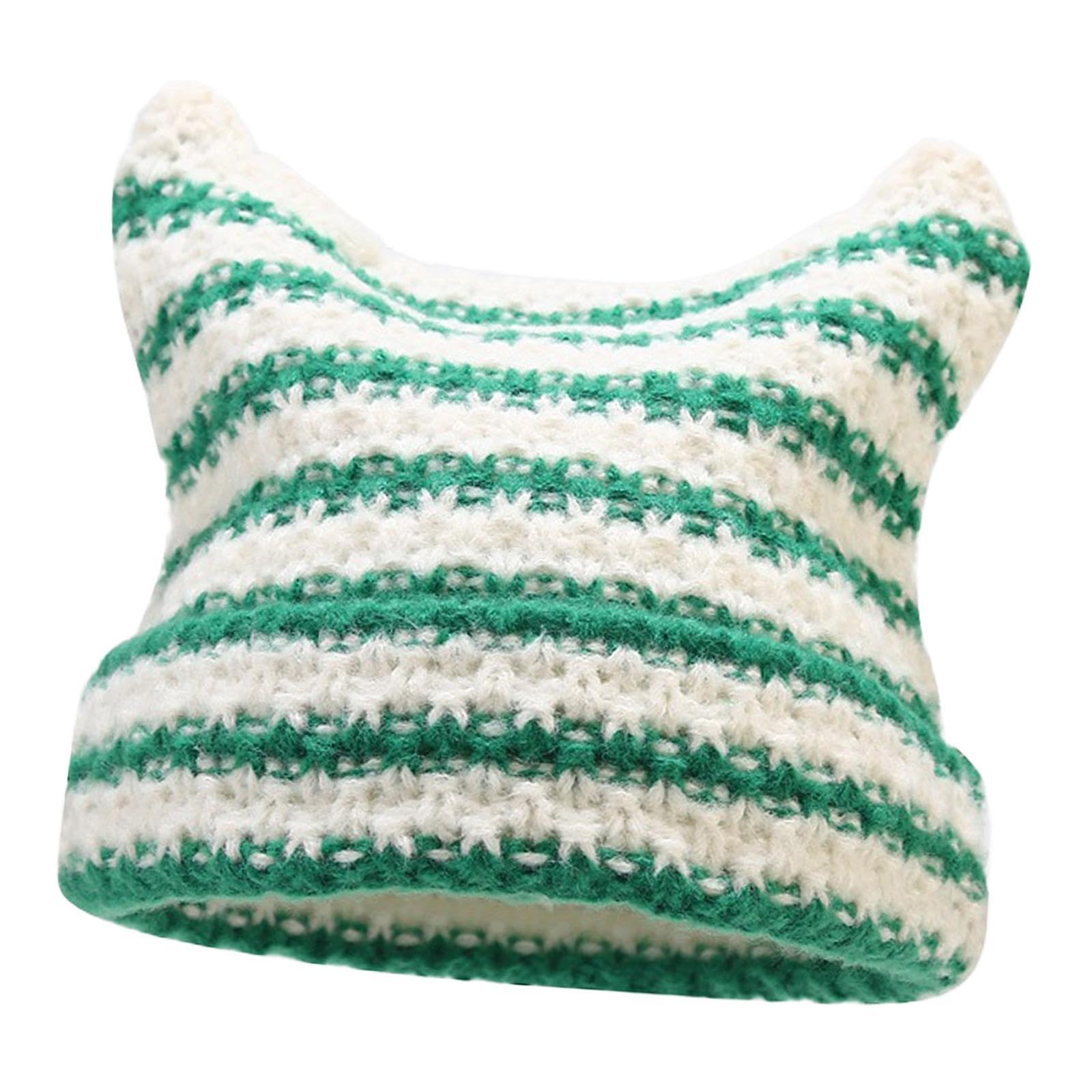 Women Winter Hat Cute Winter Warm Beanie Cap for Hiking Travel Autumn Winter White Green-image-19
