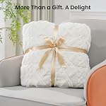 Weighted Blanket for Adults 15lbs, Drewin Soft and Thick Jacquard Sherpa Heavy Blanket for Calming and Relax, Dual Sided Ultra Soft Fuzzy Throw Blanket with Ceramic Beads, 60 x 80 inches, Cream White
