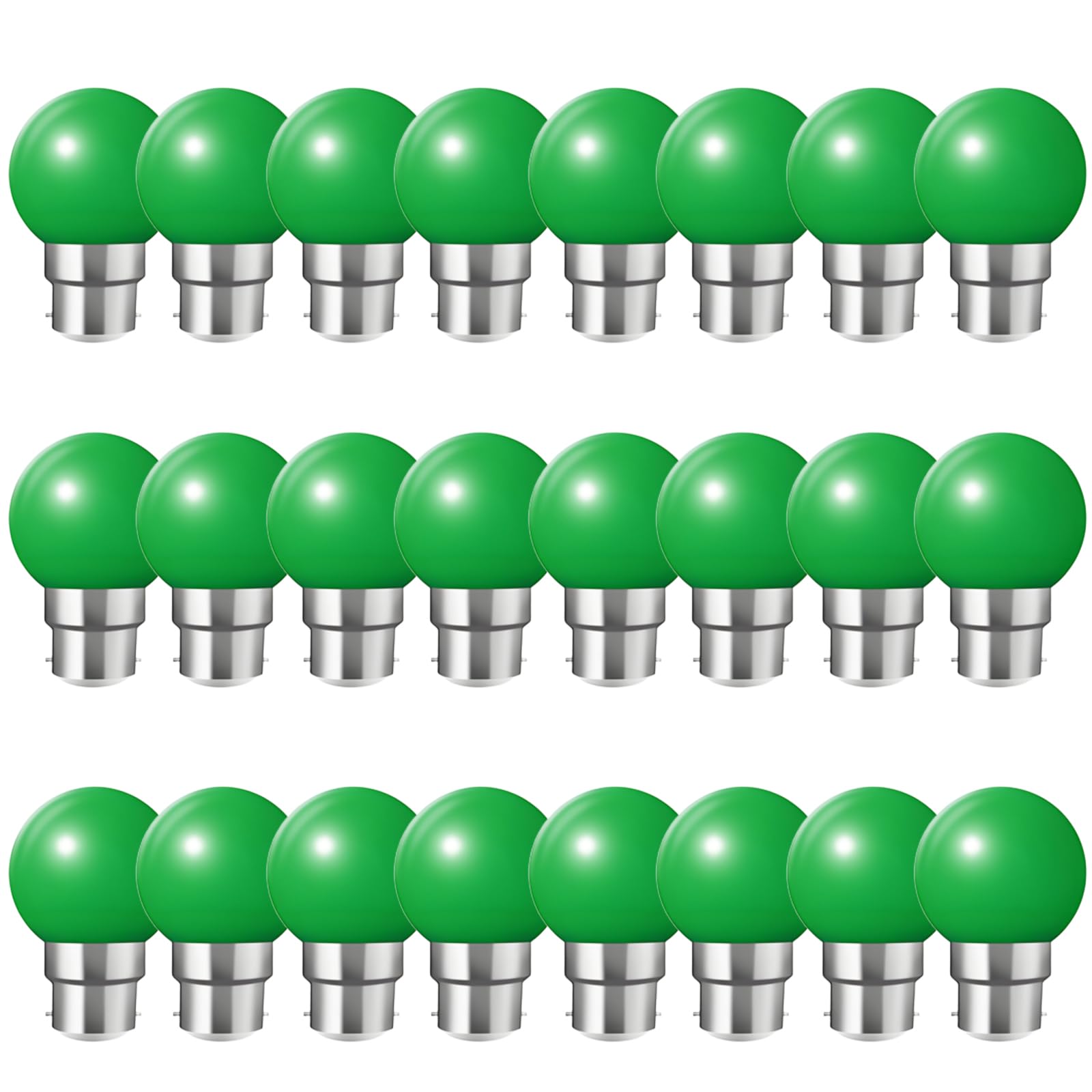 HUAMu Coloured LED Light Bulb B22 Bayonet, B22 LED 2W Light Bulbs, Coloured Light Bulbs,Green, for String,Christmas,Party Night Lights,24 Pack