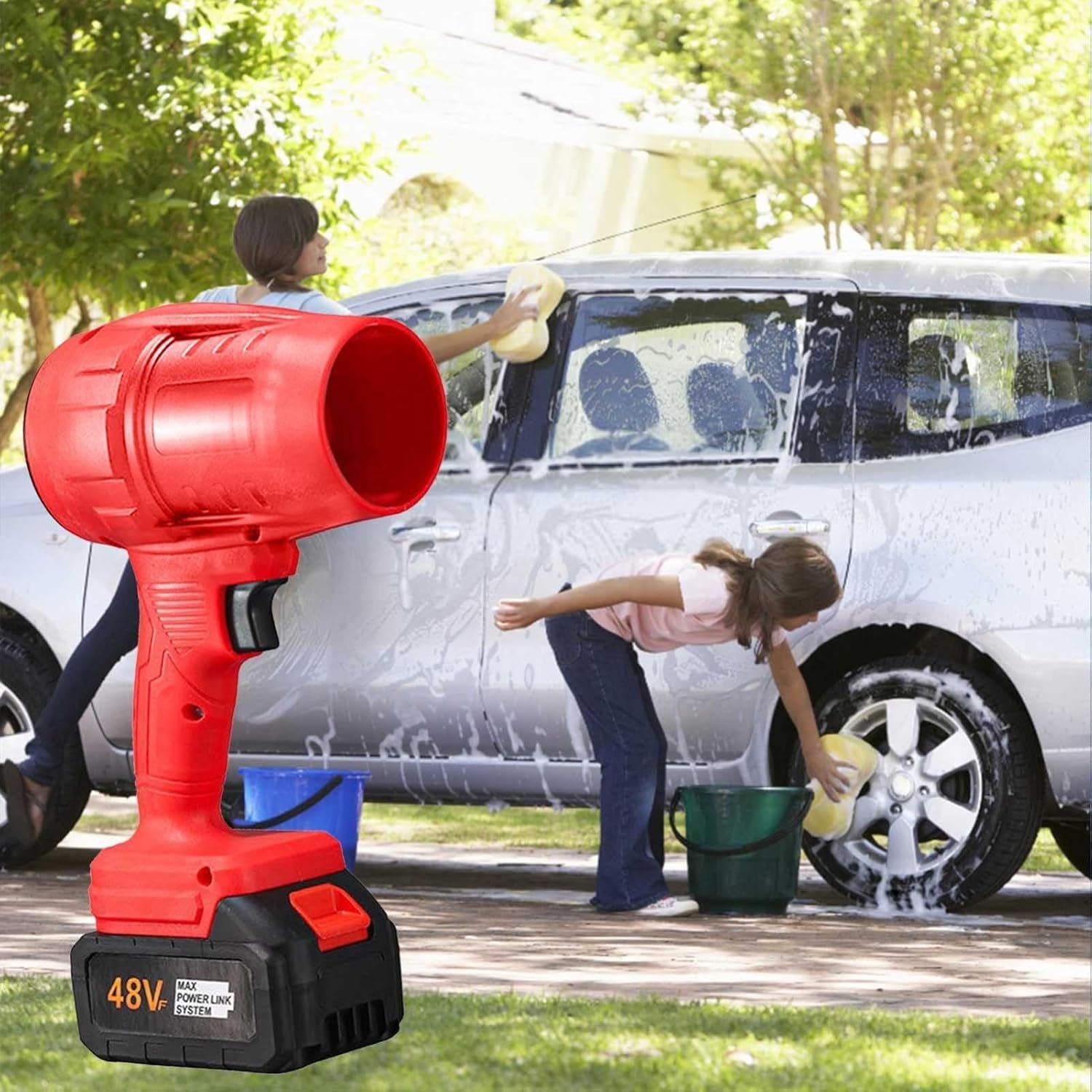 High-Power Turbine Blower, Car Wash and Snow Removal, Portable Water Blower, Turbo Blowing Technology for Efficient Cleaning, Energy-Saving, Ideal for Home, Garage (Red)