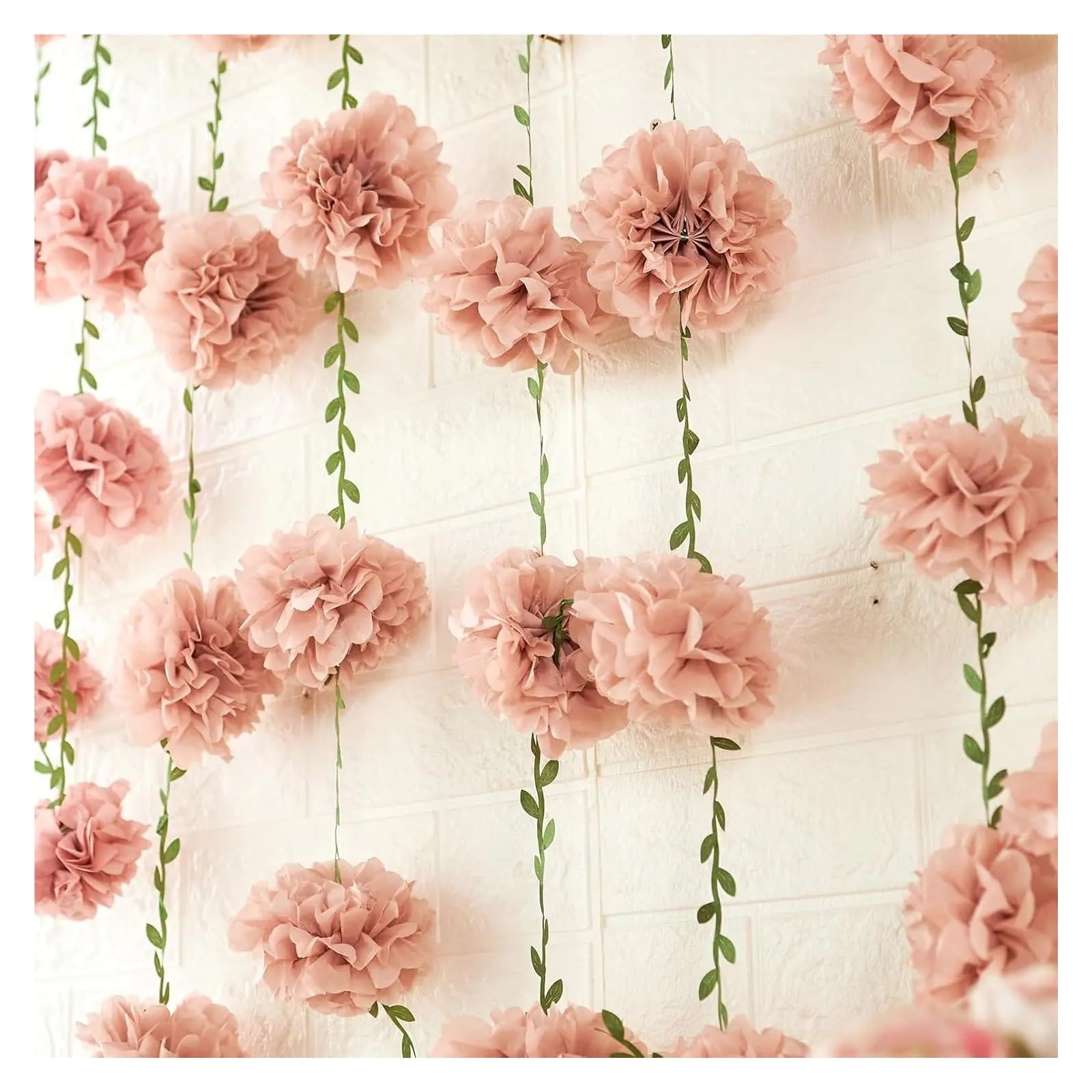 Paper Pom Poms Decorations Tissue Paper Pom Garlands, Flowers for Birthday Decorations, Wedding Engagement, Bridal(Dusty Pink)