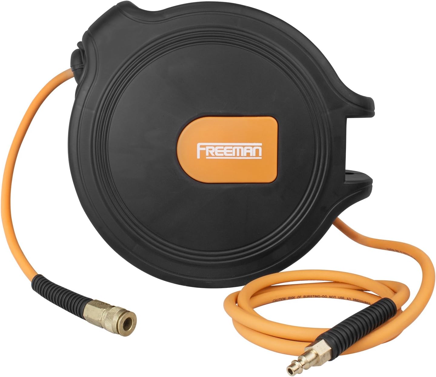 Freeman P1465CHR 1/4" x 65' Compact Retractable Air Hose Reel with Brass Fittings, Mounting Bracket, and Lead Hose