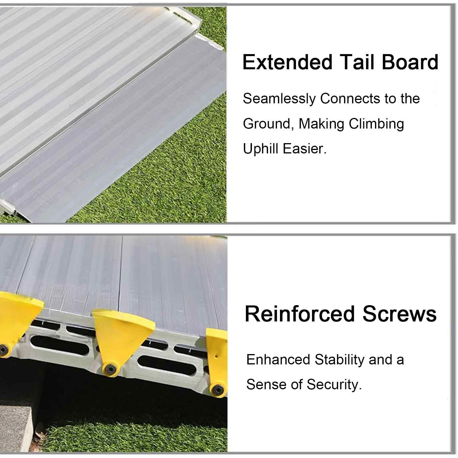 Rampas para Silla de Ruedas para Escalones de Casa de 105cm, 137cm, 167cm y 76cm de Ancho, Rampas para Umbrales de Puertas con Capacidad de 350 a 500 Kg, Aluminio Enrollable(167cm/66in)