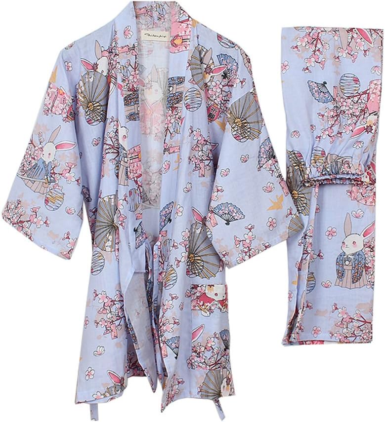 thefancypumpkinMen's Yukata Robes Kimono Robe Khan Steamed Clothing Pajamas