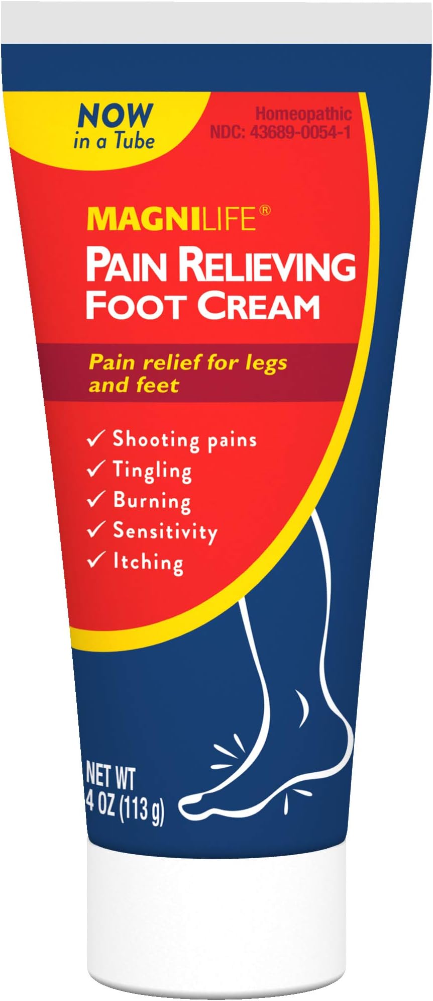 Pain Relieving Foot Cream, 4 oz Tube, Soothing Relief for Soreness, Pain, Burning, Tingling, Itching or Sensitivity in Feet & Legs, Moisturizing & Hydrating Foot Cream, No Petroleum