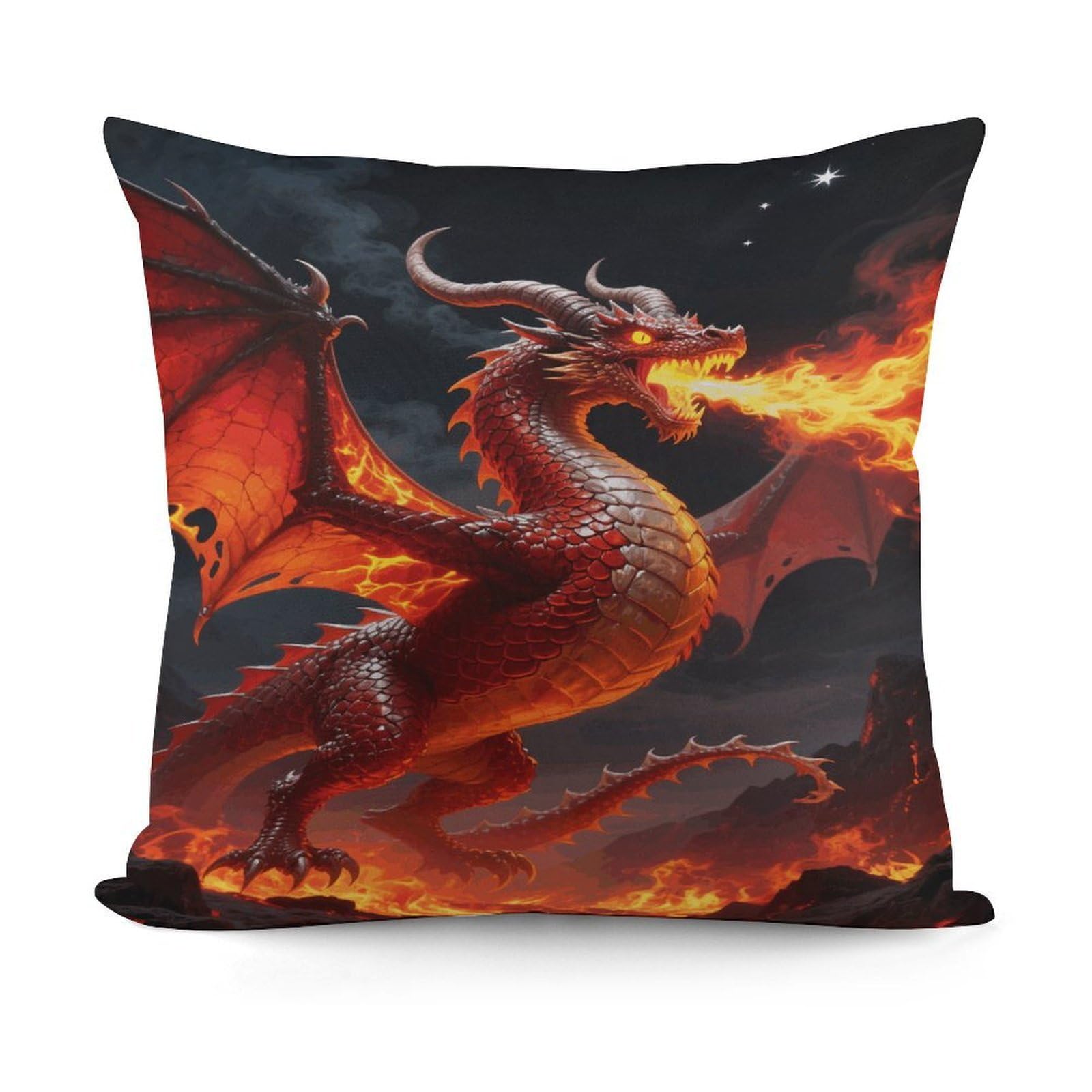 VstaDank Fire Dragon Throw Pillow Cover Soft Square Cushion Cover Art Artwork Pillow Covers Mordern Couch Pillow Covers Decorative Cushion Case for Chair Couch Bedroom Living Room