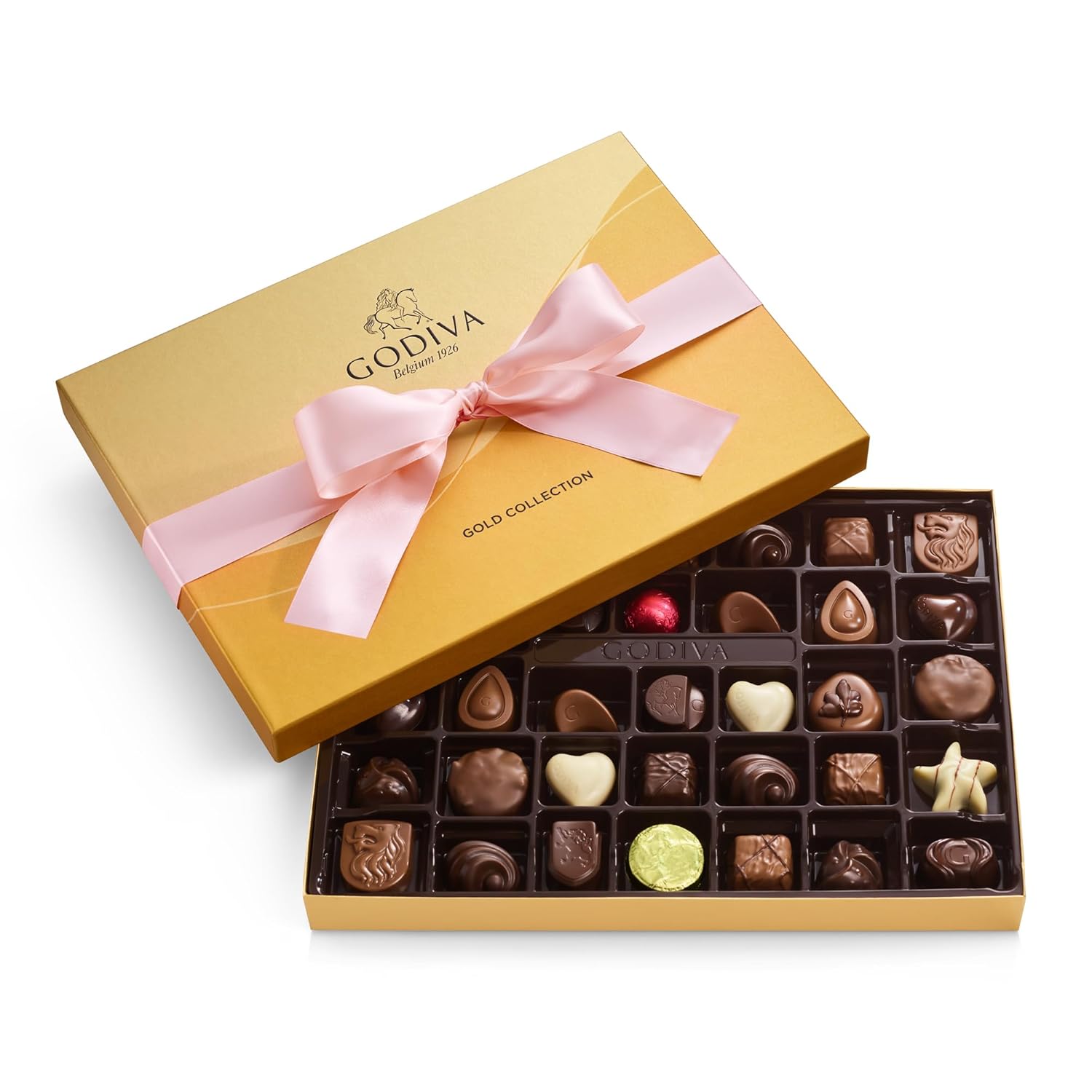 Godiva Gold Assorted Chocolate Gift Box, Belgian Dark and Milk Chocolates with Pralinés, Ganaches & Caramels, Gourmet Gift for Birthdays, Holidays, Kosher, 15 Pc
