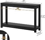 Cyclysio Table de console en bois, Table de canapé avec entreposage, Table d'entrée avec étagères, 47” Table de console étroite avec stockage ouvert pour entrée, noir