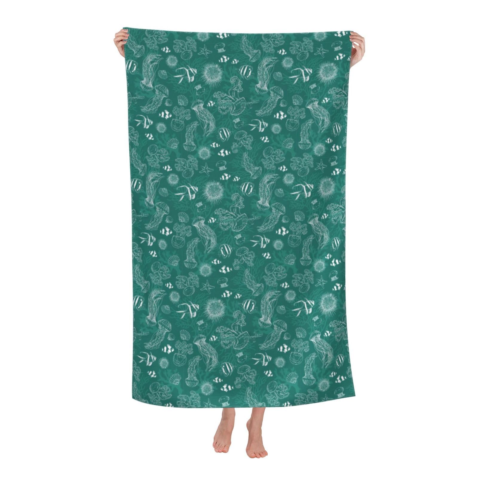 Cbaaghh Dolphins Flowers Sea Starfish Coral Seashell Print Adult Beach Towels,Beach & Pool Towel,Beach Towels,Towels For Camping
