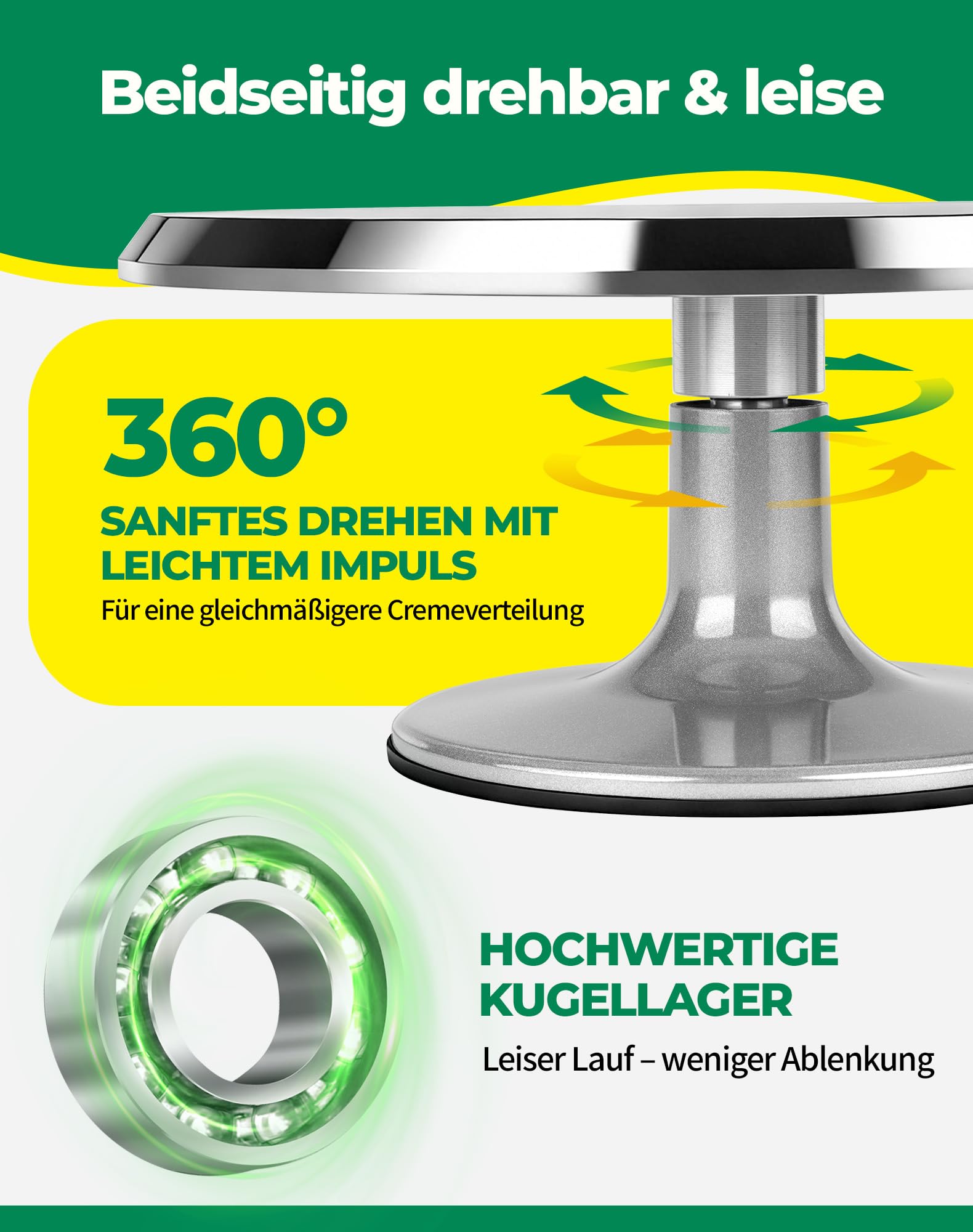 LAOYE Drehbarer Tortenteller Aluminiumlegierung Torten Drehteller 30 cm Kuchen Drehteller Tortenplatte Drehbar Set Inkl. 5 Teigschaber und 3 Streichpaletten für Kuchen Backen ,Tortendekoration