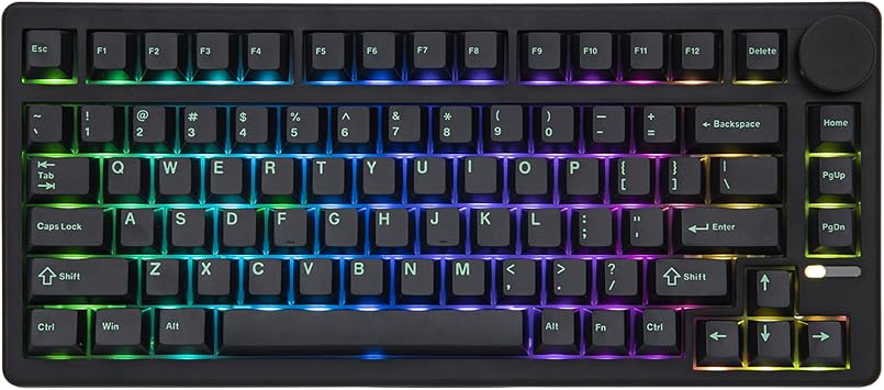 EPOMAKER QK81 75% Wireless Mechanical Gaming Keyboard, QMK/VIA Programmable and Hot-Swappable, 81 Keys with Metal Knob, 2.4Ghz/BT/USB, Creamy Gasket-Mount, RGB Backlight Black, Wisteria Switch