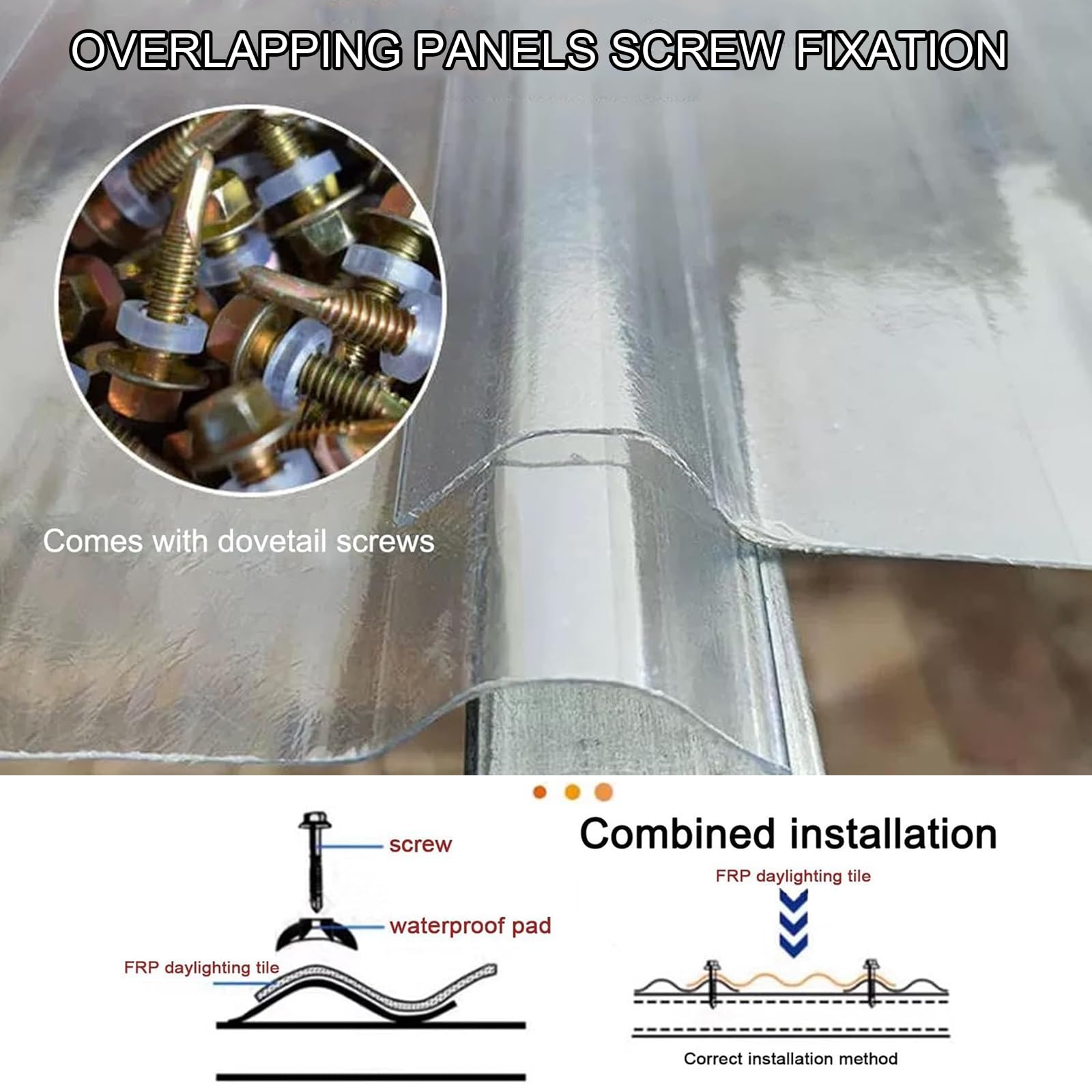 QWEASDF Placa Ondulada,Planchas Transparentes Tejados,Paneles for Tejado a Prueba de Lluvia,Chapa Tejado de Aislamiento,Lámina Techo,para Invernadero Cochera(5pcs,0.9 * 1.1m/35 * 43in)