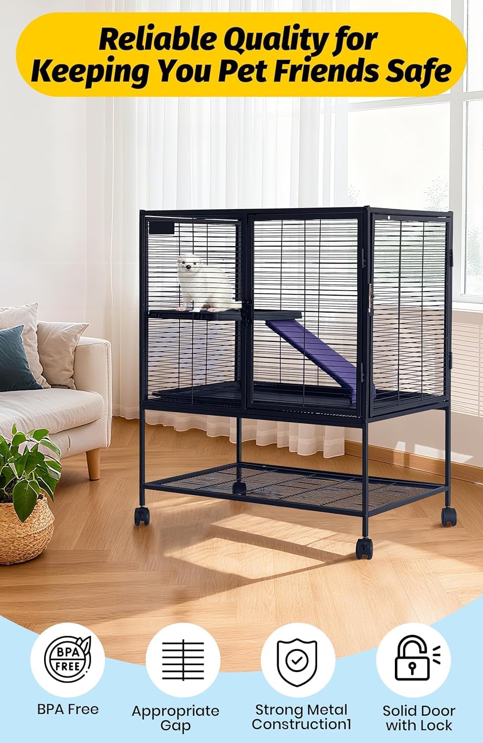 Kleintierkäfig, Käfige Laufställe Hamsterkäfig Mit Treppen Abnehmbarer Rampe,Nagerkäfig Meerschweinchen Häuschen Hasenhaus Ideal Für Frettchen, Chinchillas, Meerschweinchen Und Hamster Kaninchen