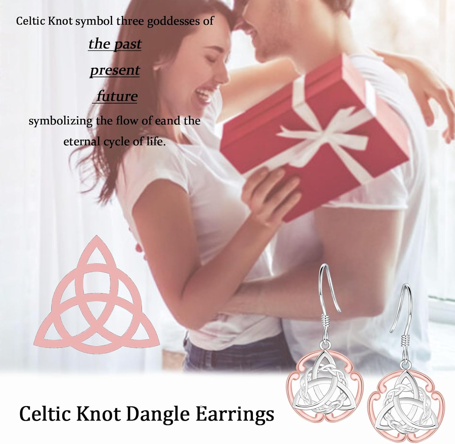 Celtic Knot Earrings for Women - Silver Hypoallergenic Irish Celtic Dangle Earrings Trinity Earrings Celtic Jewelry Gifts - Image 4