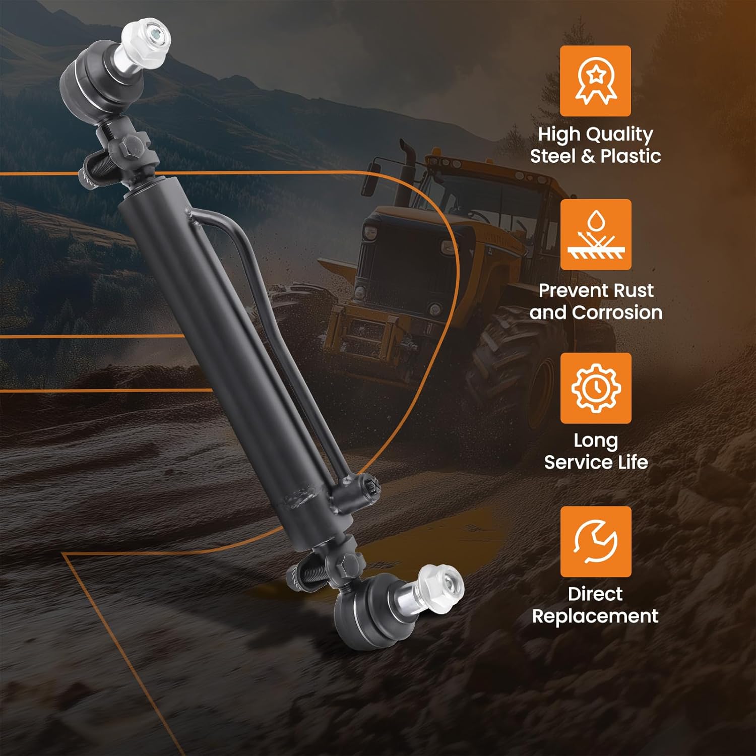 Maxpeedingrods D128454 D84800 2 x Power Steering Cylinder for Case 480B 480C 480D 480E 580C 580D 580SD 580SE