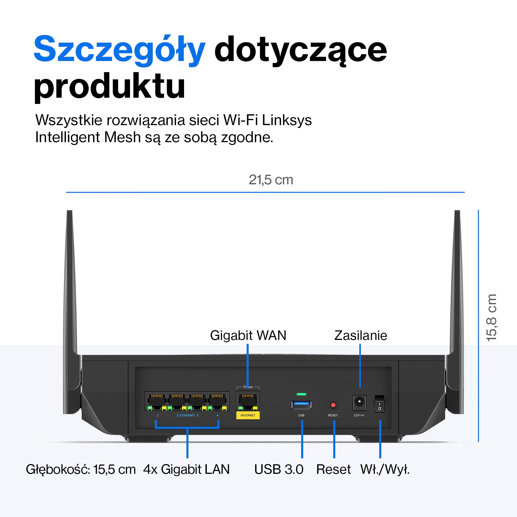 Linksys Hydra Pro 6E Triple Band Mesh WiFi Router 6E (do gier, 8 strumieni, pasmo 6 GHz, przepustowość do 6,6 Gb/s, zasięg 250 m2, ponad 55 urządzeń, współpracuje z Velop Mesh)