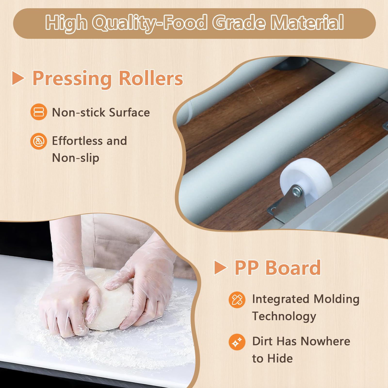 Sfogliatrice per Pasta Sfoglia, Sfogliatrice Pieghevole per Panetteria/Pizza/Croissant/Pasta Fondente, Acciaio Inossidabile + Spessore Regolabile 0-25 Mm 60 * 30cm