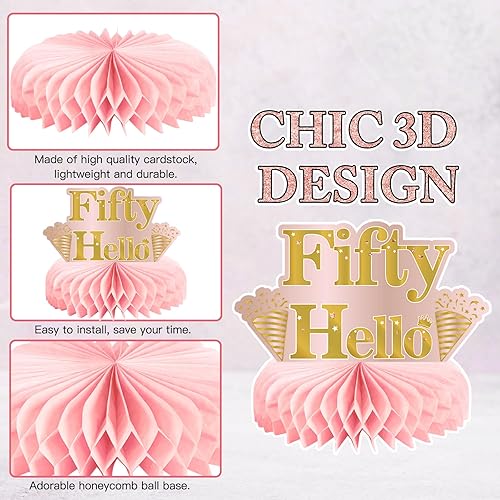 Miniatura 4 de 9 piezas de decoración de cumpleaños número 50 para niñas, centros de mesa de feliz cumpleaños 50, suministros de fiesta, decoración de mesa de