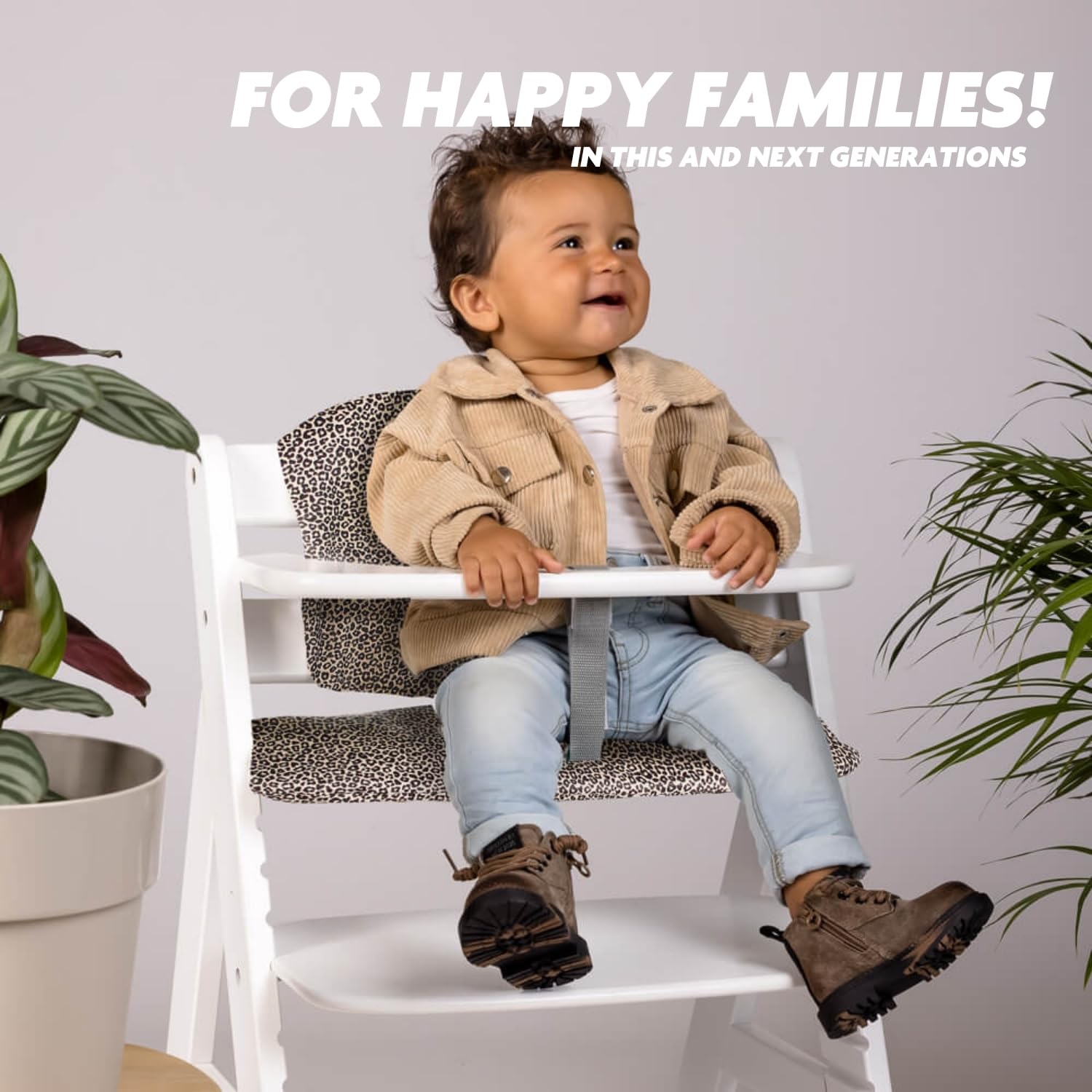 Ukje Sitzkissen für Hauck Alpha Plus & Beta Plus, Oeko-Tex 100, weiche Dicke Sitzauflage für Hochstuhl, atmungsaktiv, pflegeleicht, ideal als Sitzverkleinerer für Babys & Neugeborene, Sand Leopard