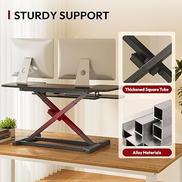 SANODESK 40 Electric Standing Desk Converter, Height Adjustable Riser for Office Home,Dual Monitor and Laptop Workstation with Large Keyboard Tray, Black Color