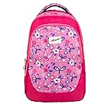 F Gear Panya Dark Pink Mulberry Butterfly 21L School Backpack|Three Spacious Compartment with Water bottle holder|Lightweight and durable|Comfortable to Carry|Stylish Backpack