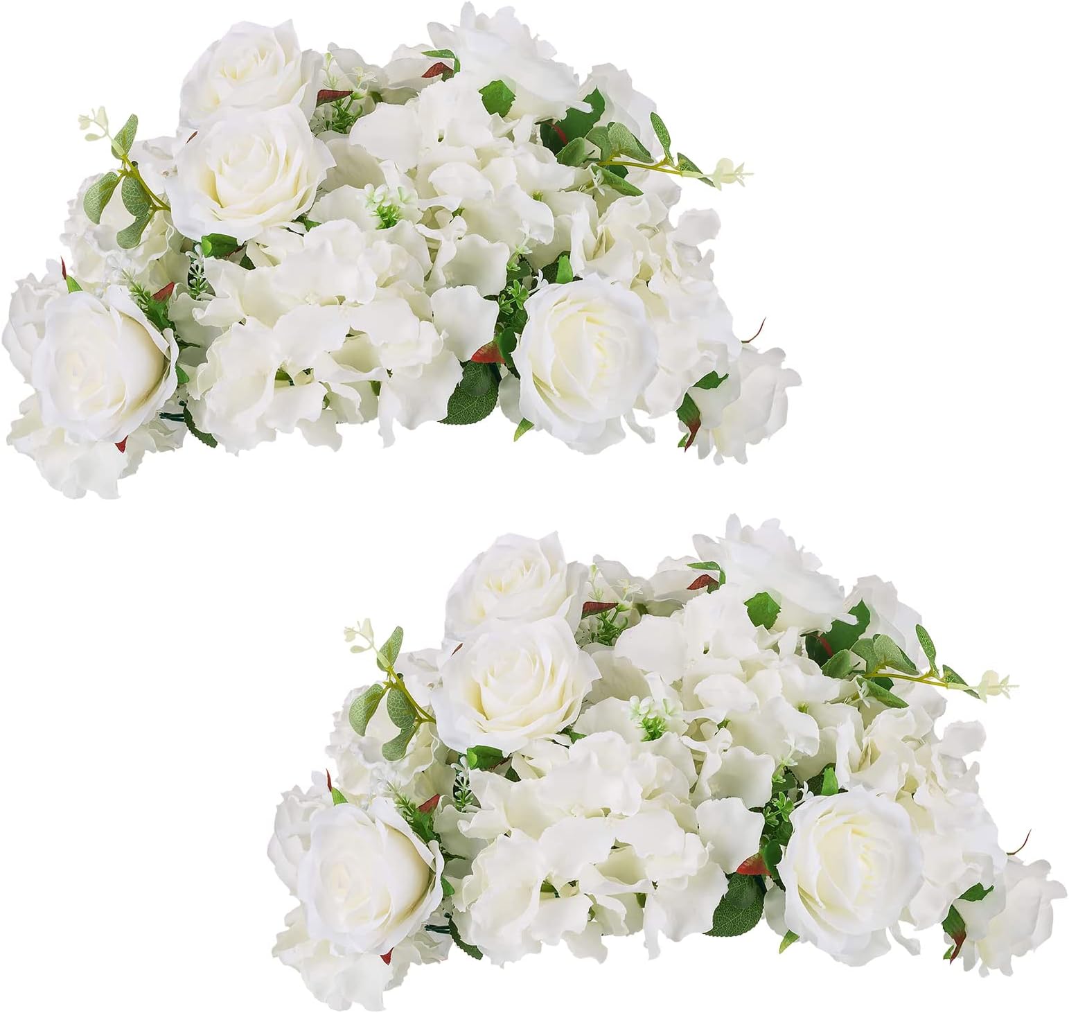 NuptioFlower Balls for Wedding Centerpieces - 2 Pcs 14.2 inch Diameter Fake Flower Ball Arrangement Bouquet Party Centerpieces for Tables - White Rose Bouquet Centerpiece Flowers for Wedding Table