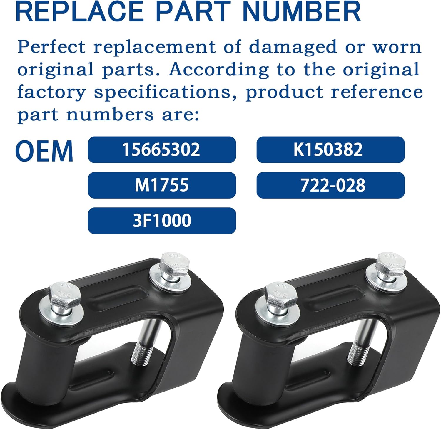 1 pair Rear Leaf Spring Shackle Kit (Left Driver & Right Passenger Side) Fit for 94-04 S10 GMC Sonoma, 95-05 Blazer,96-20 Isuzu Hombre, 94-01 Jimmy Oldsmobile Bravada. Replaces 722-028 15665302