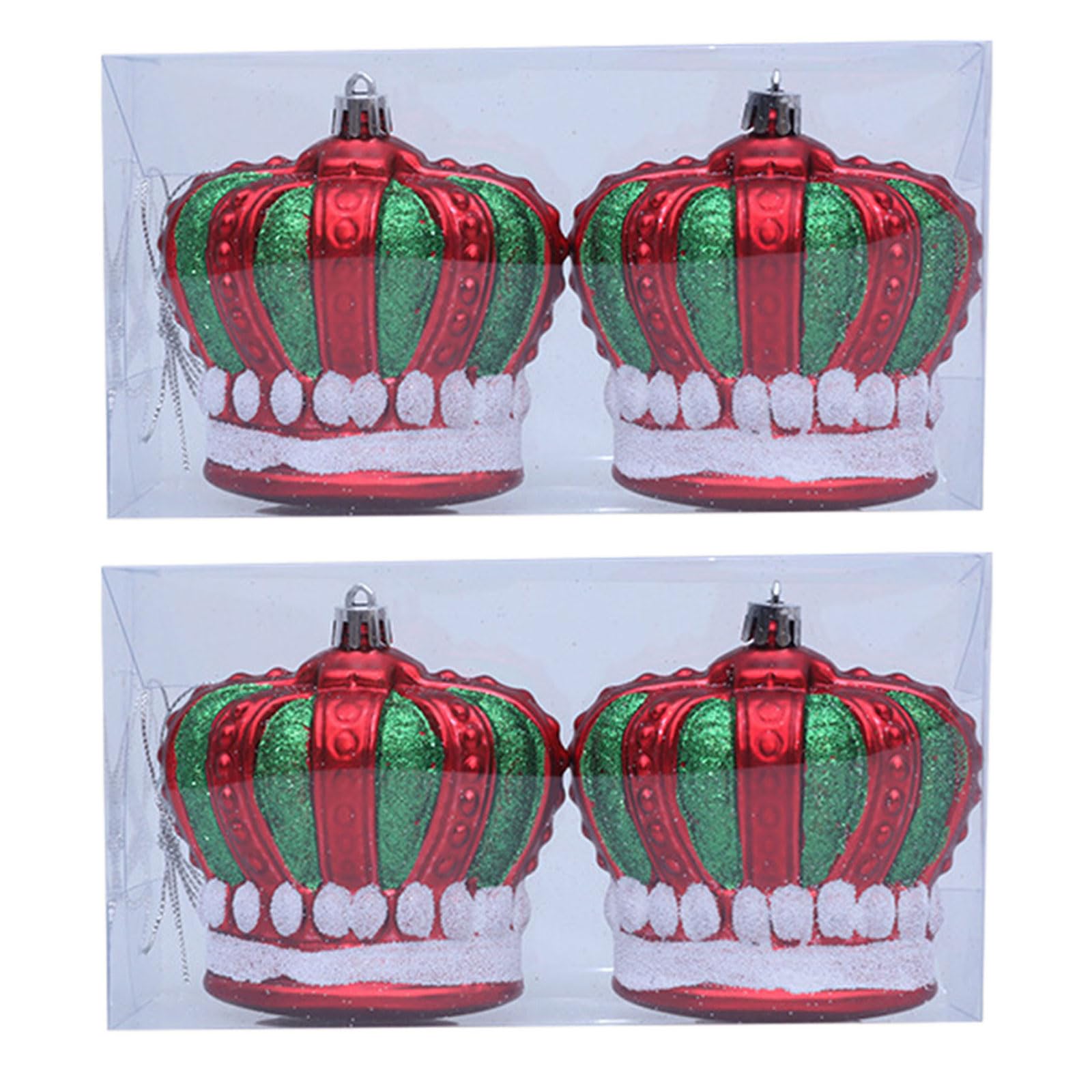 4Pcs Christmas Tree Crown Shape Hanging Ornament Shatterproof Baubles Ball Decoration For Wreath Mantels Crown Tree Ornament