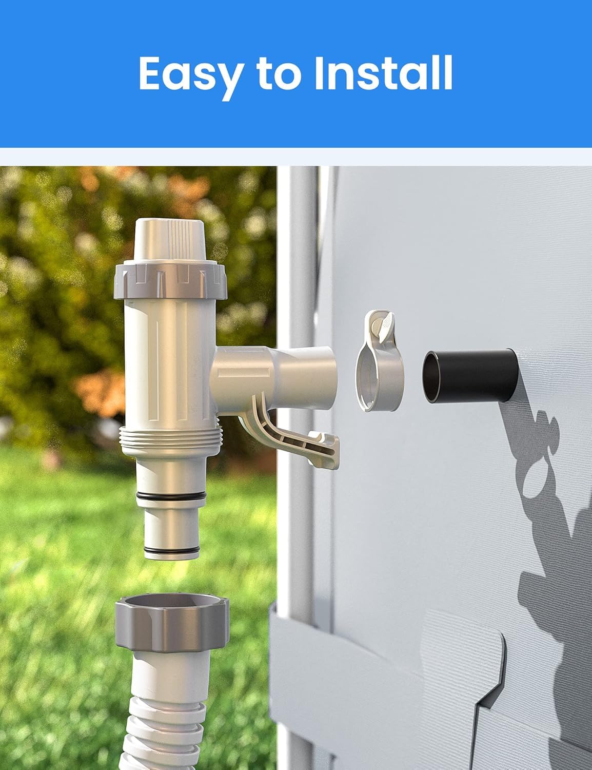 POOLHACKER Kolbenventil Plus mit Poolschlauchadapter und Poolrohrhalter, Pool Ersatzteile Zubehör für oberirdischen Pool (2 Stück)
