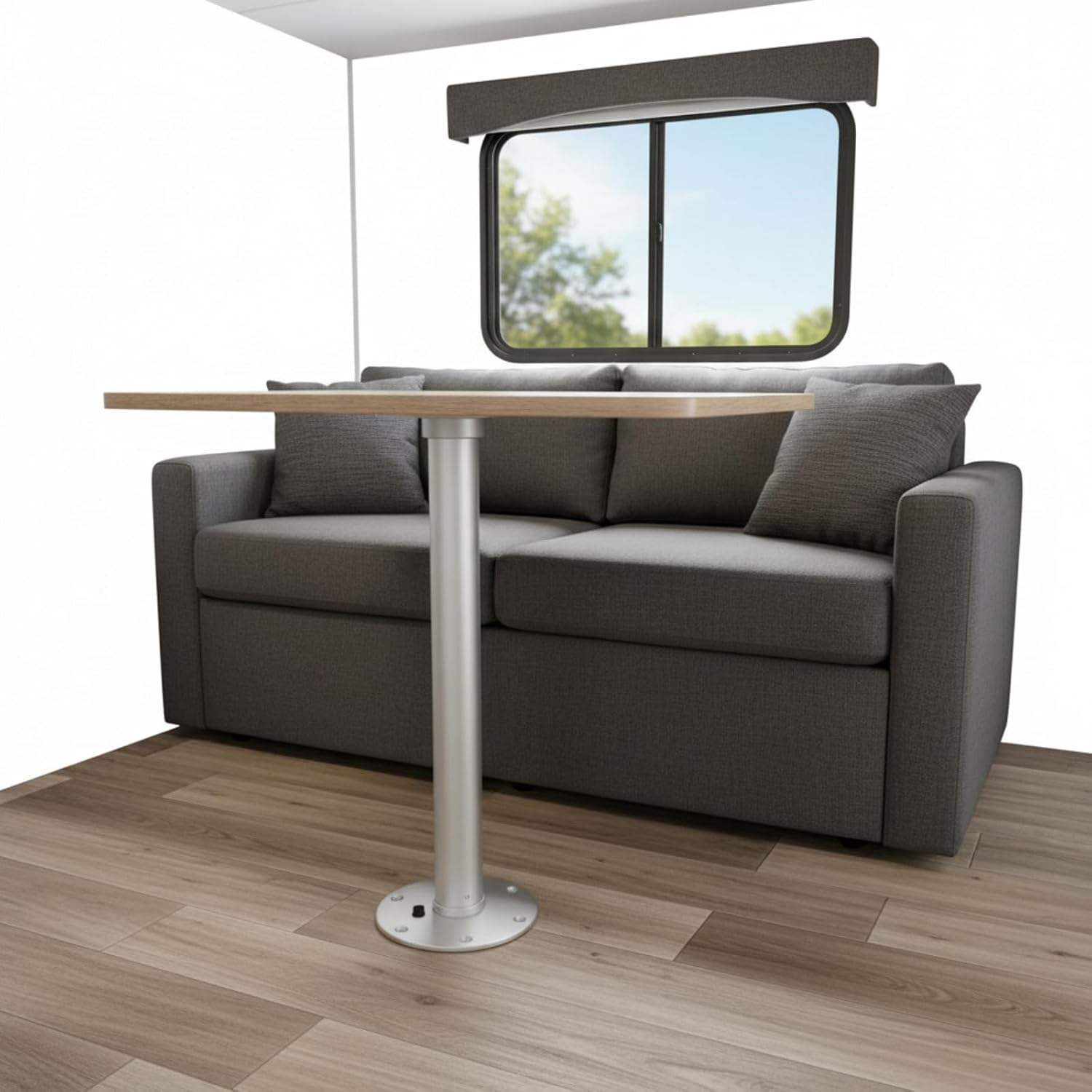 RV Table Leg 29.3 Inch Reinforced - Heavy Duty Aluminum Fixed Pedestal Stand Kit, Detachable Silver Base for Camper Van, Boat, Pontoon & Travel Trailer (27.4 Inch/695mm)