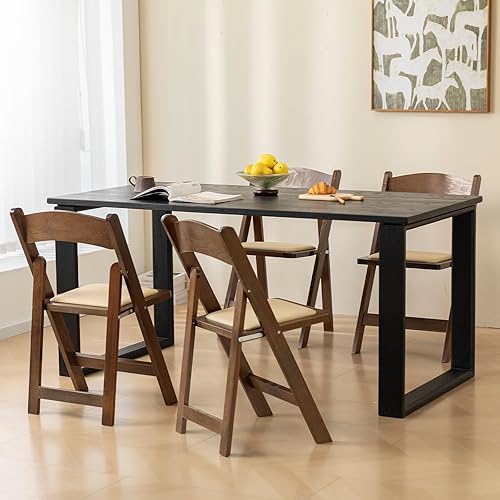 Miniatura 8 de Silla plegable de madera con cojín suave, simple y elegante, cómoda y duradera, adecuada para bodas, banquetes y eventos, no requiere montaje,