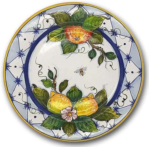 Italian Ceramic dinnerware plate Lemon Orange Design - 11 1/2 inchs Hand Painted dish for Kitchen - Made in ITALY Tuscany - Italian Pottery dinner
