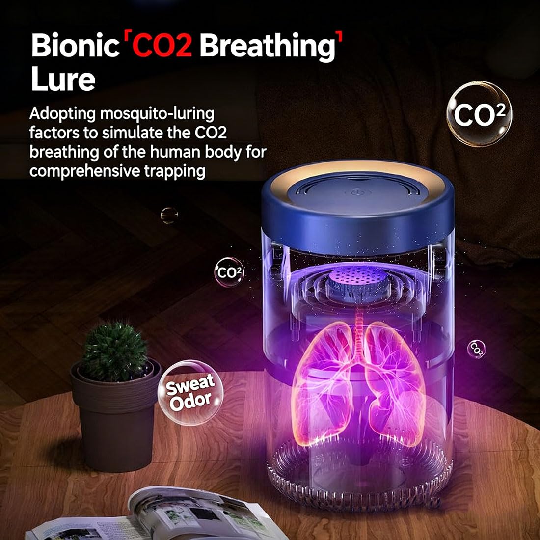 Pułapka na komary, bardzo cichy środek do inhalacji UV, przenośny elektryczny łapacz owadów ze światłem 360°, kompleksowa ochrona do domu i biura (2 sztuki)