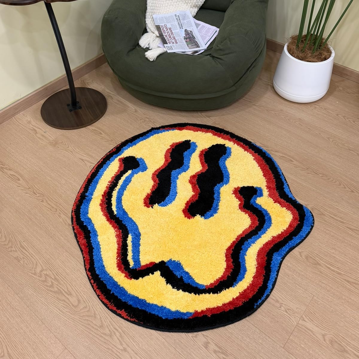 LAKEA Trippy Smile Rug Smily Face Handmade Carpet Tufted Smile Gift for Friend for Bedroom Geek Gift Home Decor