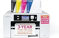 Sawgrass Pacote de impressora de sublimação SG500 | Inclui impressora profissional de sublimação de tinta com tintas SubliJet UHD de 31 mL e papel de sublimação TruePix | Conectividade Wi-Fi | Crie