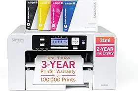 Sawgrass Pacote de impressora de sublimação SG500 | Inclui impressora profissional de sublimação de tinta com tintas SubliJet UHD de 31 mL e papel de sublimação TruePix | Conectividade Wi-Fi | Crie