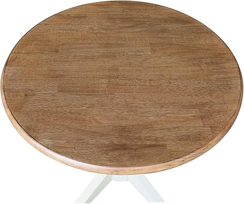 Miniatura 8 de IC International Concepts Mesa de comedor con pedestal superior redonda de 30 pulgadas, 29.9 pulgadas de alto, roble envejecido Roble,Negro