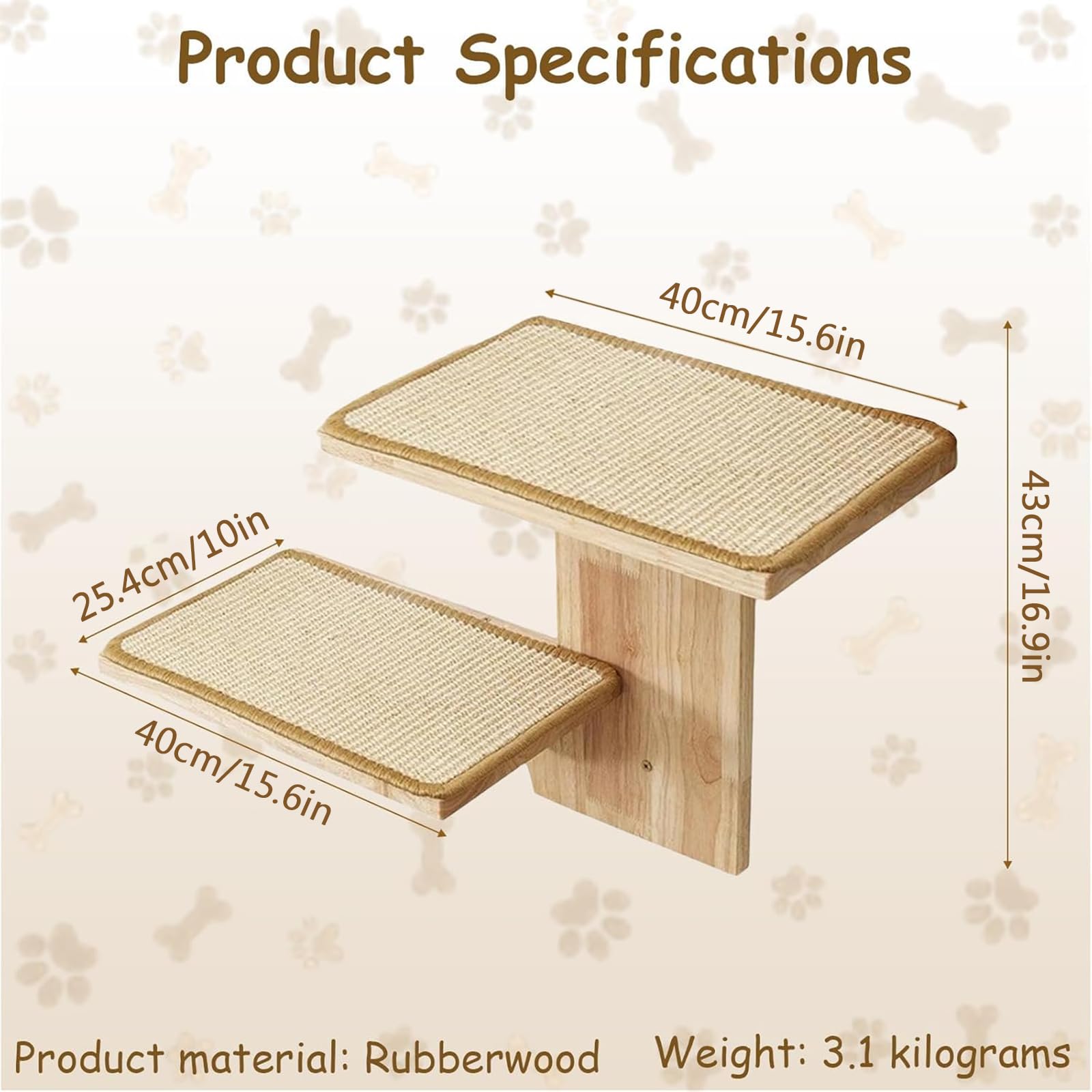 Pared de Escalada para Gatos, 2 Plataformas de Madera Maciza con sisal | Estantes murales para aprovechar el espacio vertical, zona para trepar, jugar y descansar, adecuados para gatos de interior