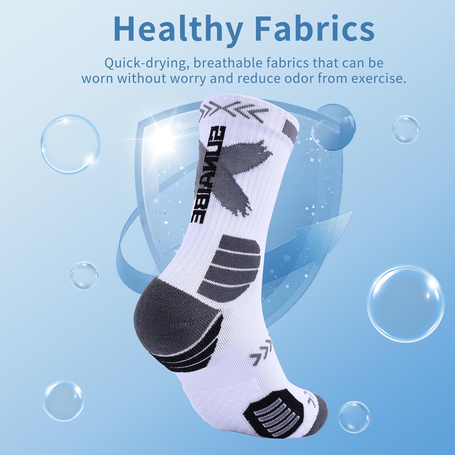 Basketball Socks for Men,Performance Cushioned Men's Athletic Crew Socks with Arch Compression for Cycling Basketball - Image 7