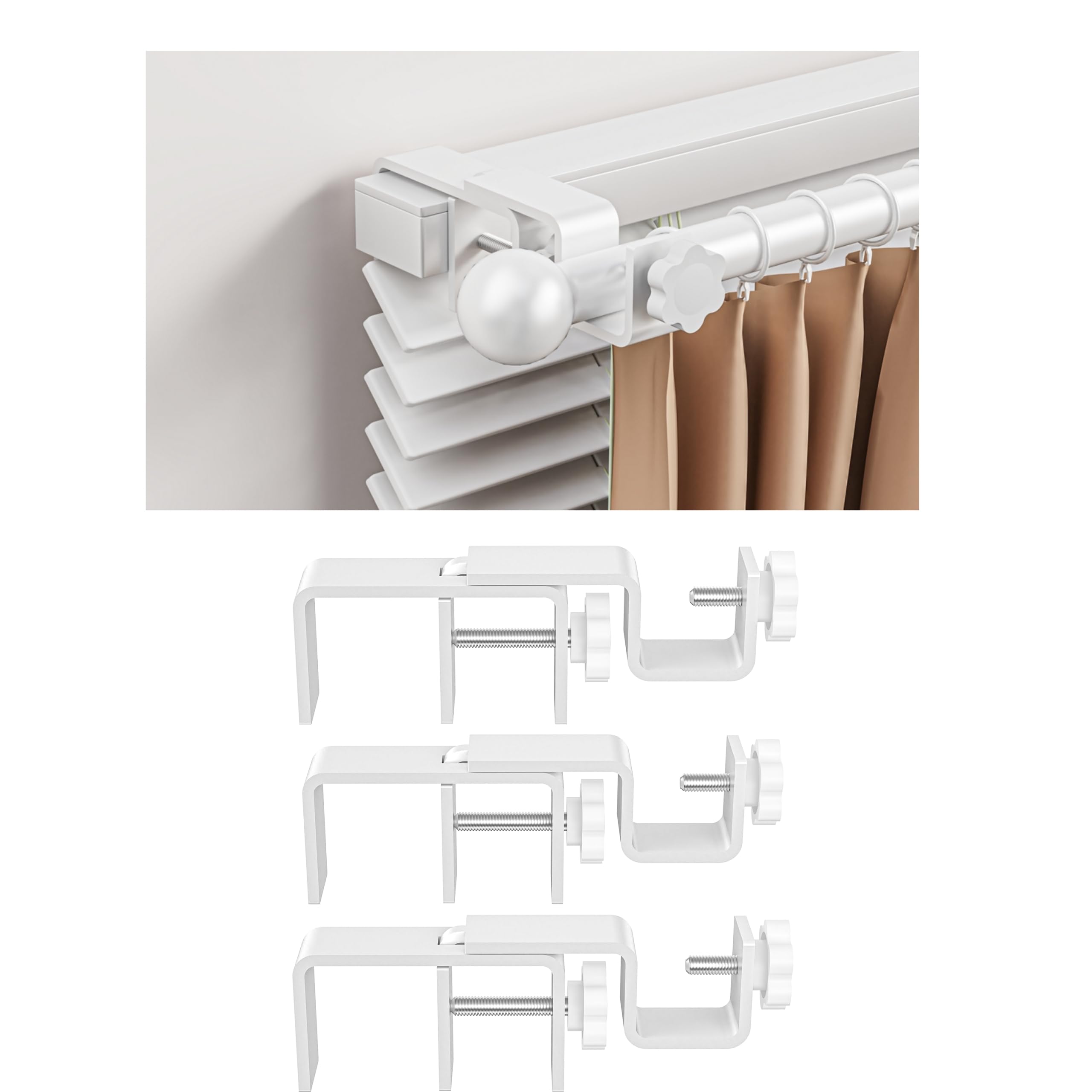Photo 1 of Onneka Over-Blinds Curtain Rod Brackets (3 Pcs, White)