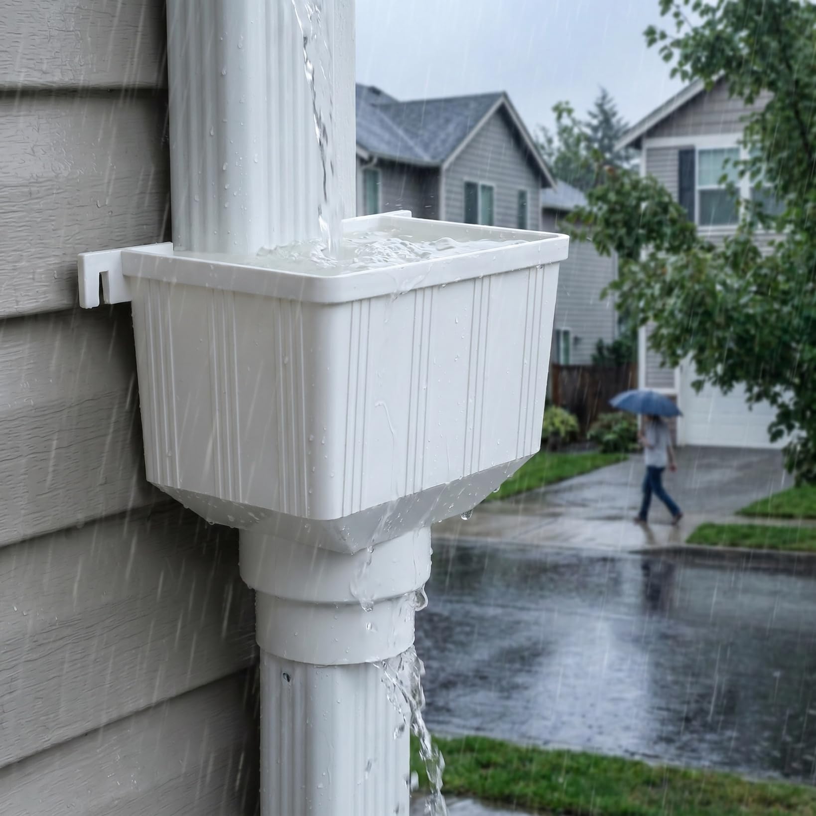 HOMSFOU Scarico Grondaia Downpipe Adattatore Universale Adattatore Paesaggio Deviatore Acqua Piovana Grande Imbuto Outdoor Acqua Piovana Grondaia Tamburo Drenaggio Olio Adaptador Bianco PVC Beccuccio