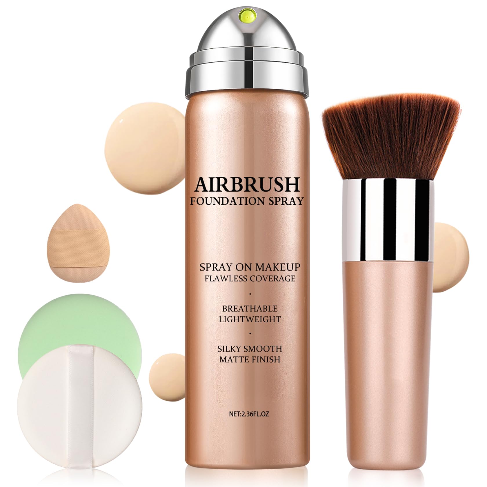 Magic Minerals Make-up-Grundierung mit Airbrush, seidige und modulare Abdeckung, feuchtigkeitsspendende Formel für weiche und strahlende Haut (Nude 03)