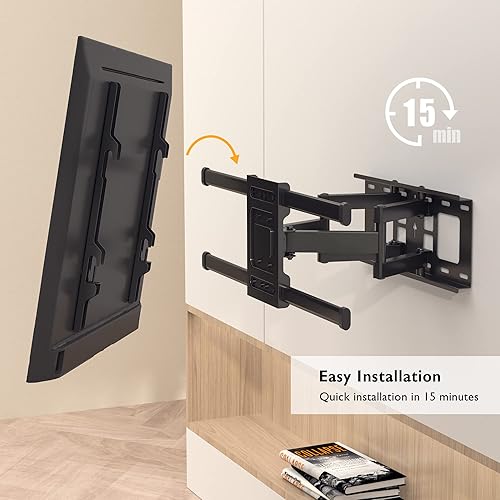 Miniatura 8 de BONTEC Soporte de pared para TV de movimiento completo para televisores de pantalla plana curvada OLED LED LED de 32 a 85 pulgadas, soporte