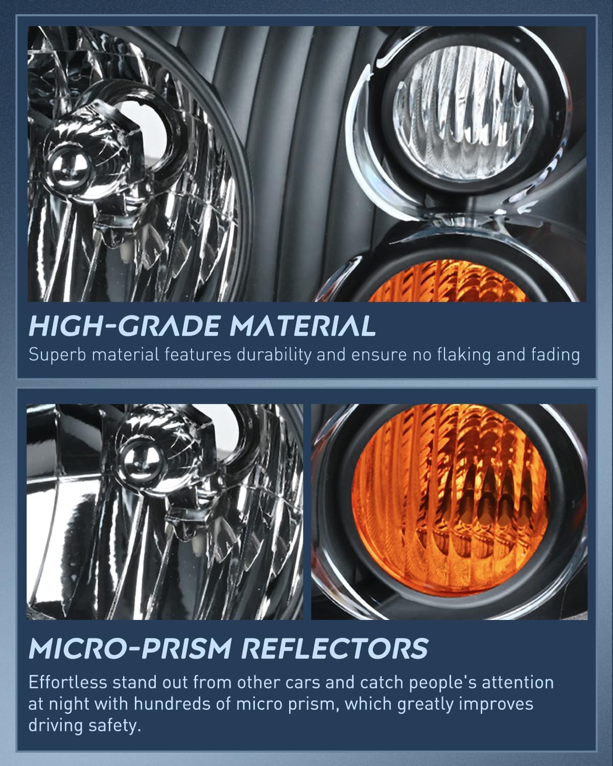 Nilight Headlight Assembly Compatible with 2001 2002 2003 2004 Nissan Frontier XE OE Style Replacement Halogen Headlights Black Housing Amber Reflector Headlamp Passenger and Driver