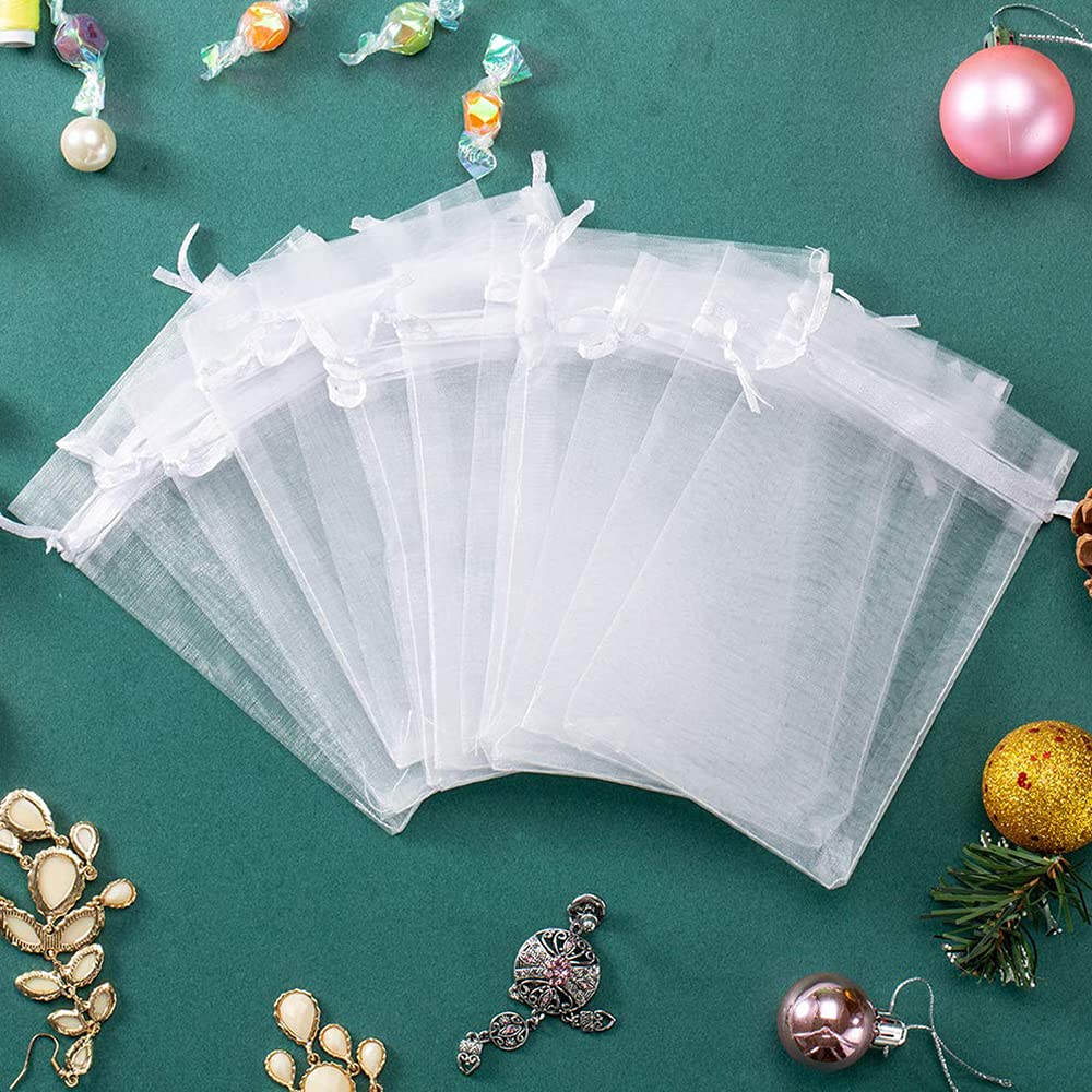 Produktbild von 100 Stück Organzasäckchen Organza Säckchen Mit Kordelzug Organza Papiertüten Schmuck Samentüten Candy Tüten Lavendelsäckchen -14-10x15cm