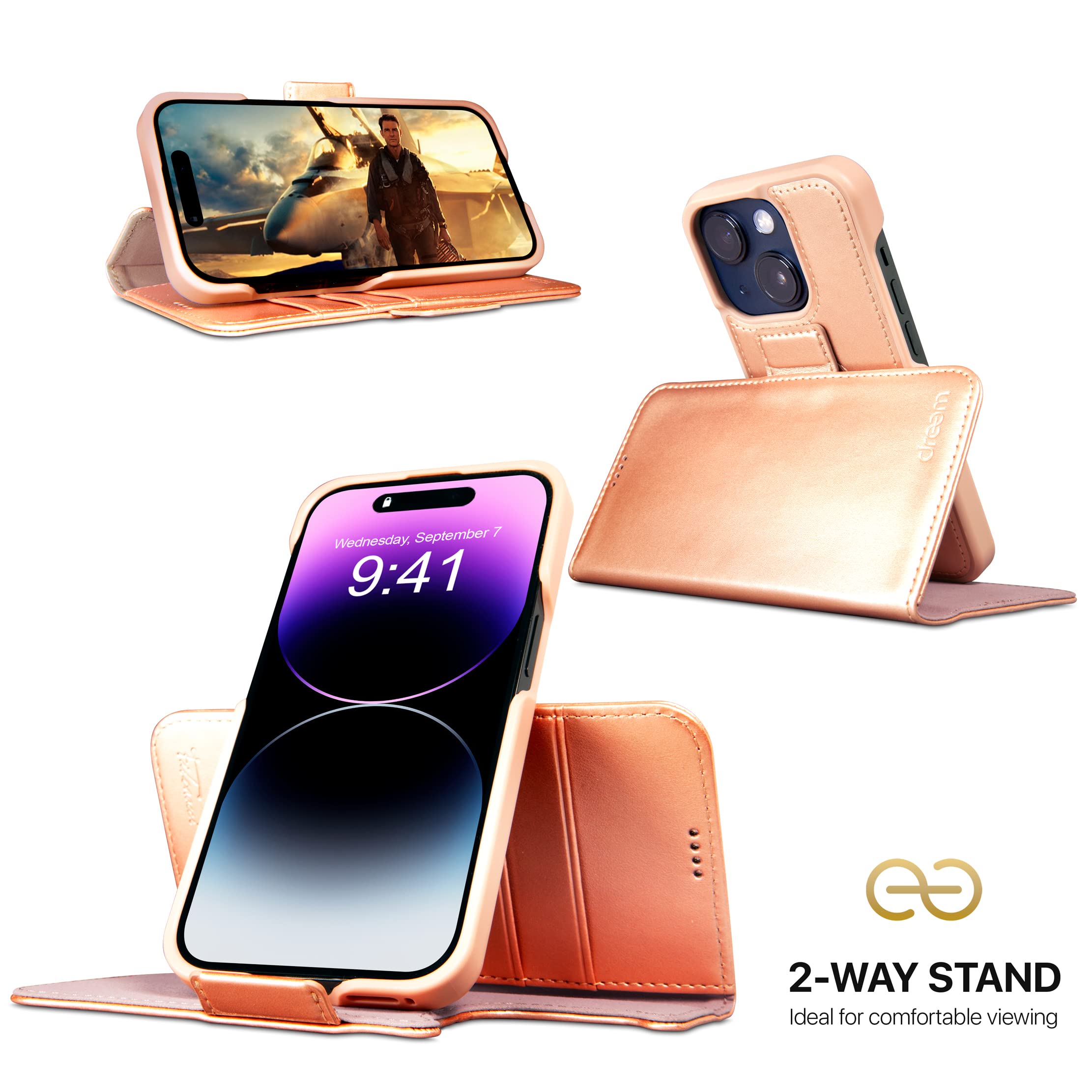 Dreem フィボナッチ（Fibonacci）2イン1 財布型ケース Apple iPhone 14 ＆ iPhone 16e用 - 高級ヴィーガンレザー製 マグネット着脱式 耐衝 Amazon.co.jp: Dreem フィボナッチ（Fibonacci）2イン1 財布型ケース